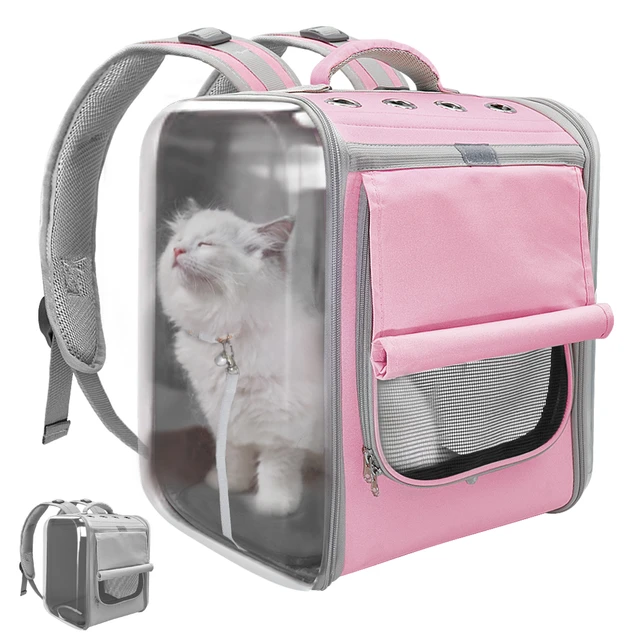 Cat Carrier Bag Pet Backpack Shoulder Breathable Transparent Bag for Dogs  Cats Small Pet with Side Door Opening transportin gato - AliExpress