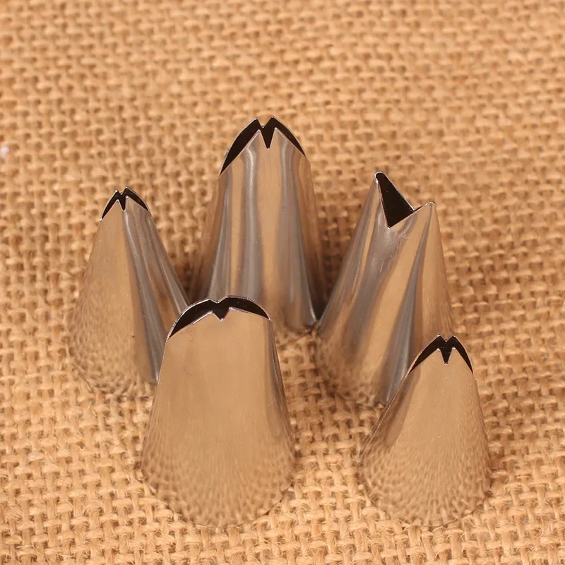 Pastry Nozzles 5 Pcs Set Leaves Stainless Steel Icing Piping Nozzles Tips For Cake Decorating Pastry Fondant Tools pastry nozzles,cake decorating tools