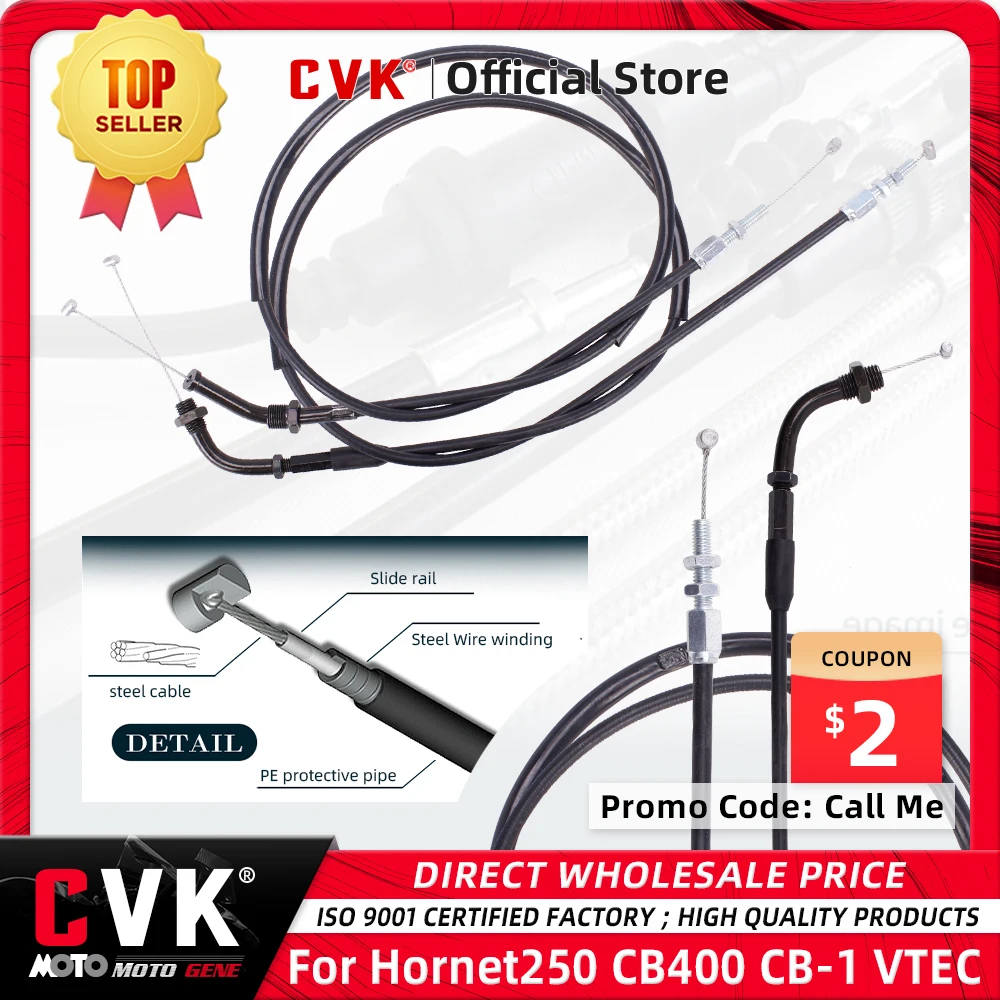 

CVK 2pcs Motorcycle Throttle Cable Oil Lines Accelerator Cables For HONDA Hornet 250 CB400 1992 1994 1995 1997 1998 CB-1 VTEC