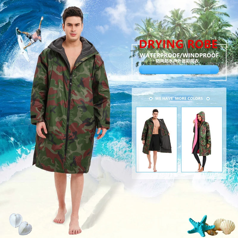 Surf Drying Robe Waterproof Coat For Man Woman Dive Swim Camouflage Changing Robe Unisex Windproof Surfing Ponchos
