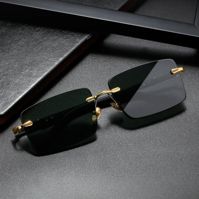 Frameless Trimmed Square Sunglasses Fashion Sunglasses Women European and American Colorful Sunglasses