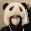 Winter Panda Plush Hat Outdoor Cycling Ear Protection Hats Thickened Warm Hat Casual Fleece Girls Hat Women's Warmth Caps Gifts 2