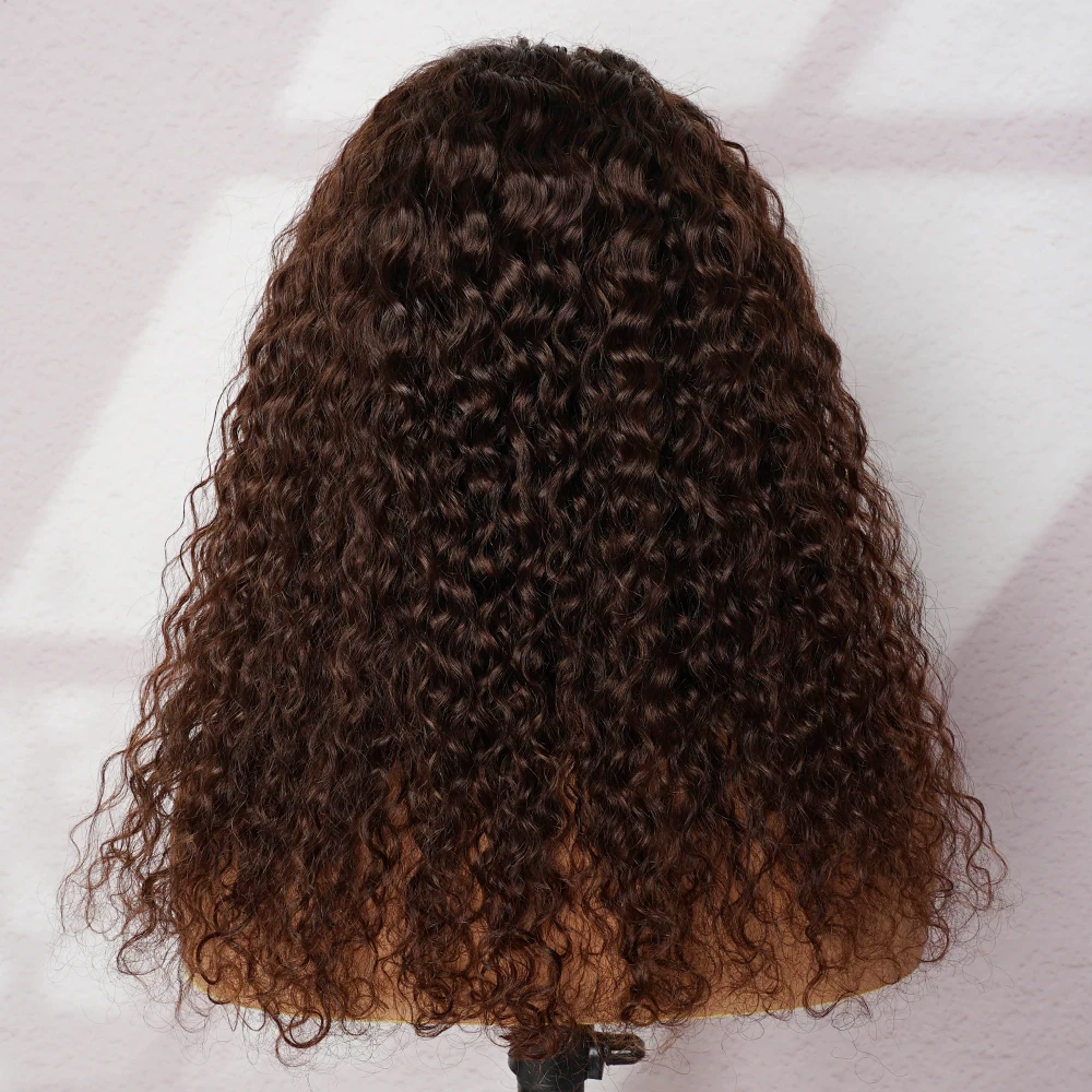 Water Wave Lace Front Wigs Human Hair 4x4 Lace Front Wigs 180% Density Natural Hairline Water Curly Human Hair Pre Plucked