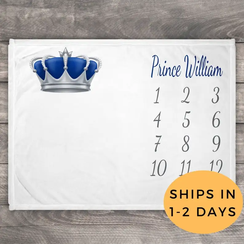 

Prince Blanket, Personalized Baby Blanket Boy, Photo Blanket Customized, Royal Prince Baby Shower, Custom Growth Chart, Monthly