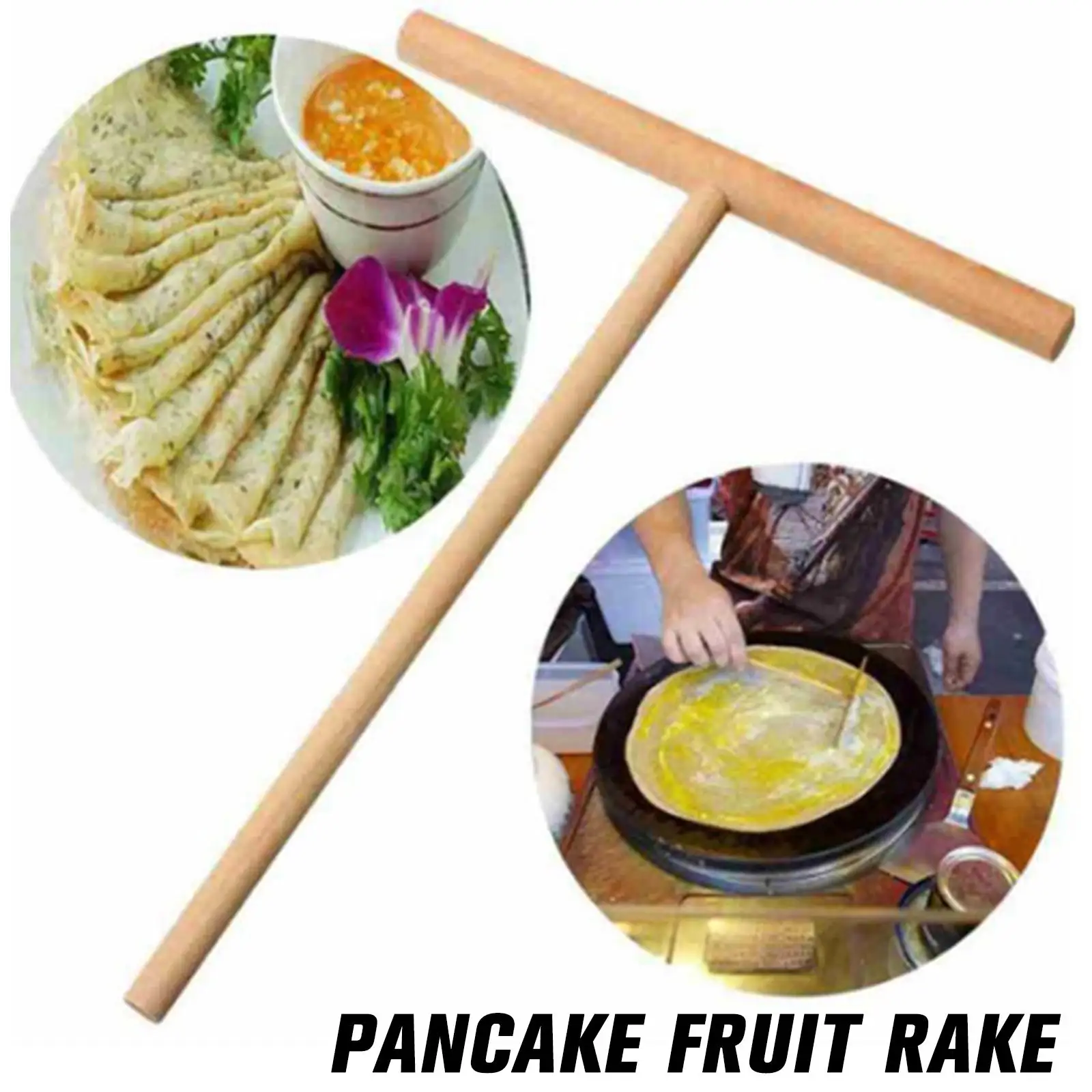 Wooden Pancake Fruit Rake Pancake Wooden Rake Baking Household Kitchen Tools Accessories Tools Stand F5U3
