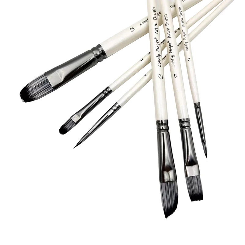 6pcs Acrylic Paint Brushes Set for Acrylic Oil Watercolor Gouache Artist Professional Painting Kits with Synthetic Nylon Tips 5