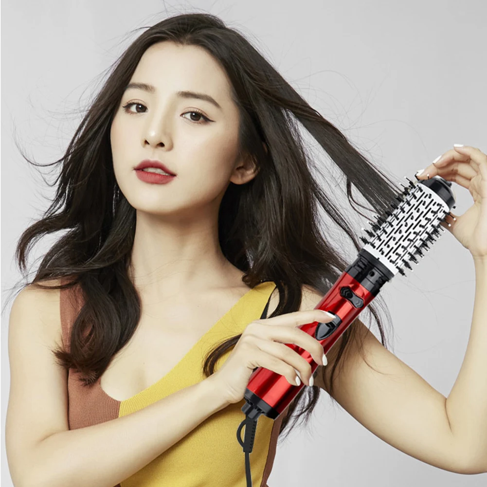 Hair Styler 3 in 1 Rotating Electric Hair Straightener Brush Curler Dryer Brush Hot Air Comb Negative Ion EU/US