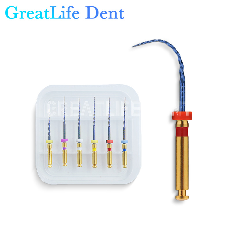 GreatLife Dent 10box lDenspay 21mm 25mm Sx-F3 Blue Gold Dental Heat Activated Canal Root Files Treatment Rotary Endodontic Files