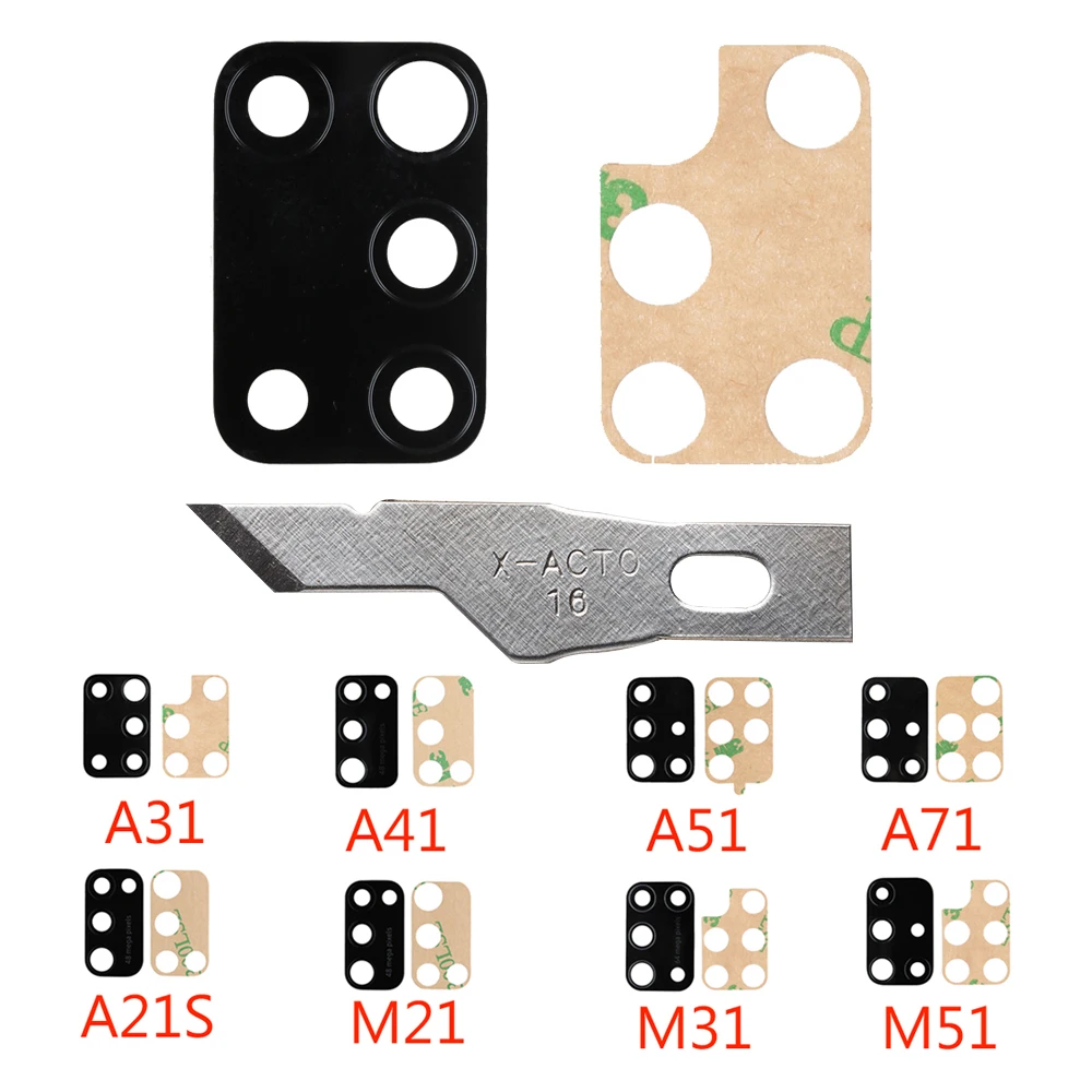 Back Camera Glass Rear Camera Glass Lens + Adhesive Sticker For Samsung Galaxy A21S A31 A41 A51 A71 M21 M30S M31S M51 A21s Main Back Camera