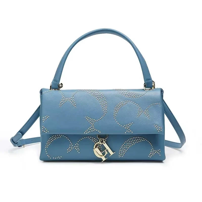 CH-حقيبة كتف كروس فاخرة للنساء ، سلسلة ذهبية كلاسي...