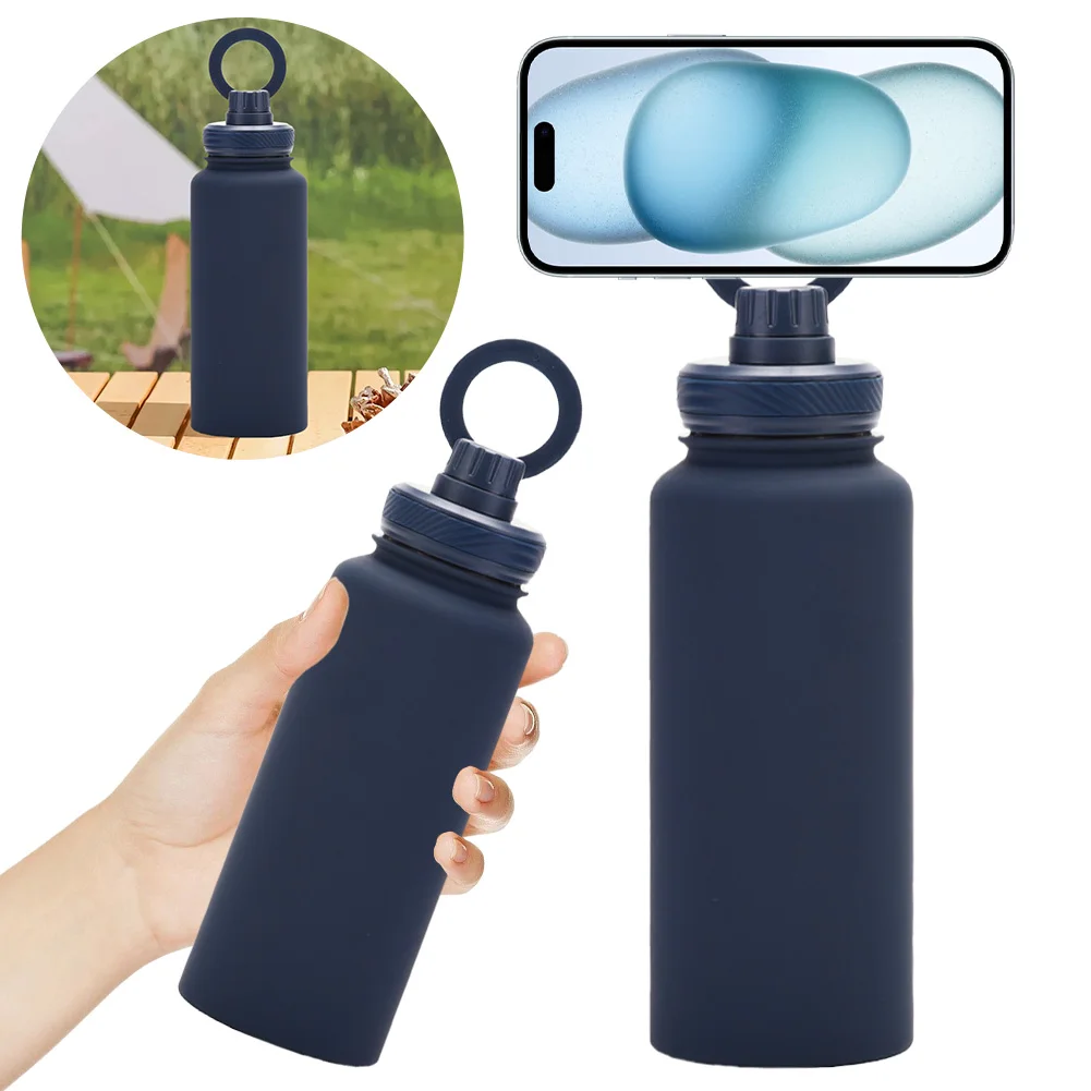 For MagSafe 1000ML Insulated Bottle Water Bottle with Rotating Phone Holder Portable Coffee Mug Vacuum Cup for Outdoor Sports
