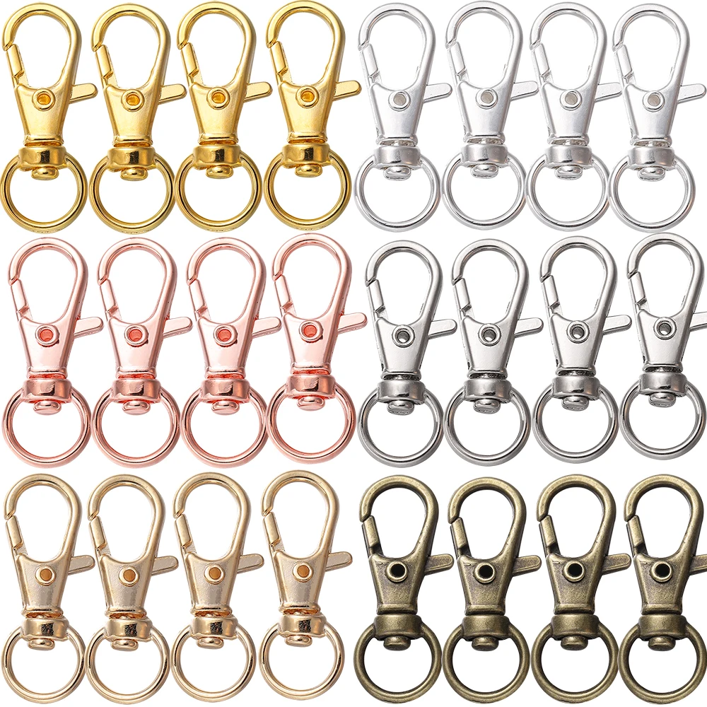 Lobster Clasps 10Pcs/Lot Swivel Lobster Clasp Hooks Keychain Split Key Ring Connector For Bag Belt Dog Chains DIY Jewelry Making Findings