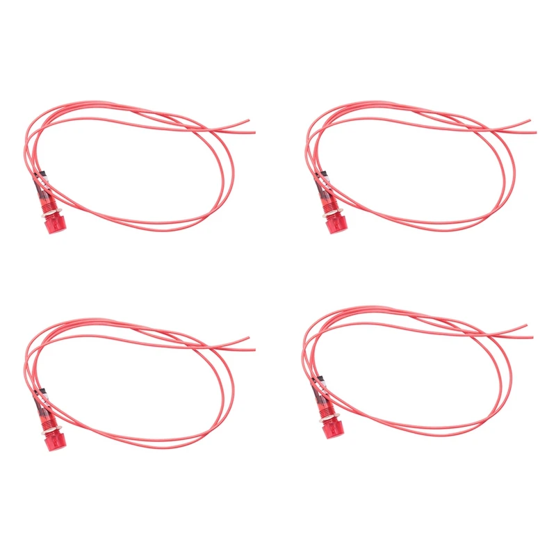 

4X Neon Indicator Pilot Signal Lamp Red Light AC 250V W2 Wires