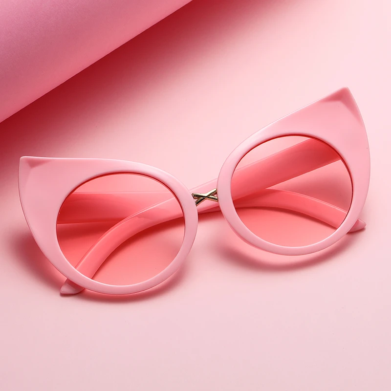 womens ray bans Stylish Pink Cat Eye Sunglasses Oversized Shades for Women Round Colorful Oculos 2022 Fashion Large Circle Ladies Sun Glasses raybans women
