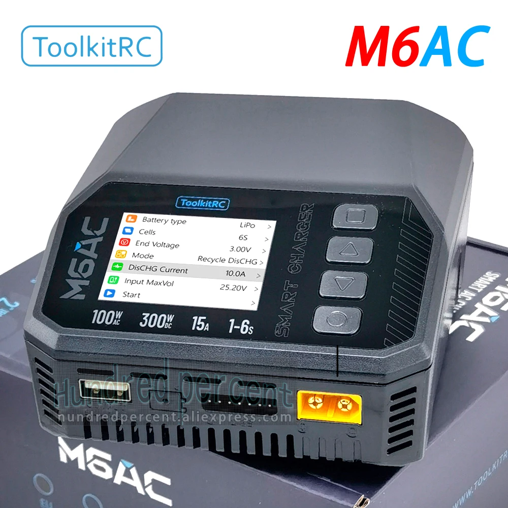 ToolkitRC M6AC Smart Lipo зарядное устройство, разрядное устройство переменного тока 120 Вт DC300 Вт MAX30A для модели аккумулятора FPV 1-6S, запасная часть LiHV LIFE LILON