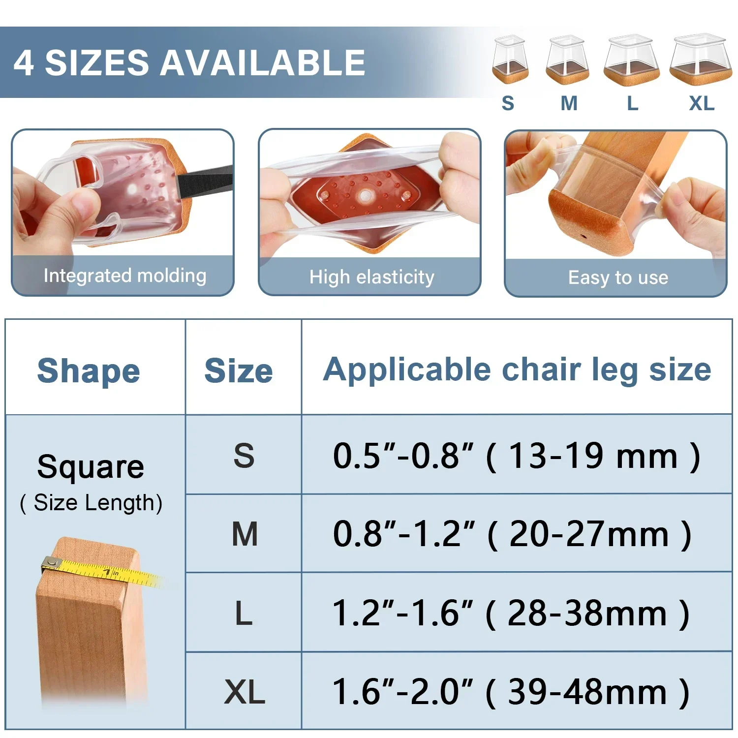 24-Piece Square Chair Leg Floor Protectors with Felt Bottom – Durable Felt Pads for Smooth Gliding and Floor Protection
