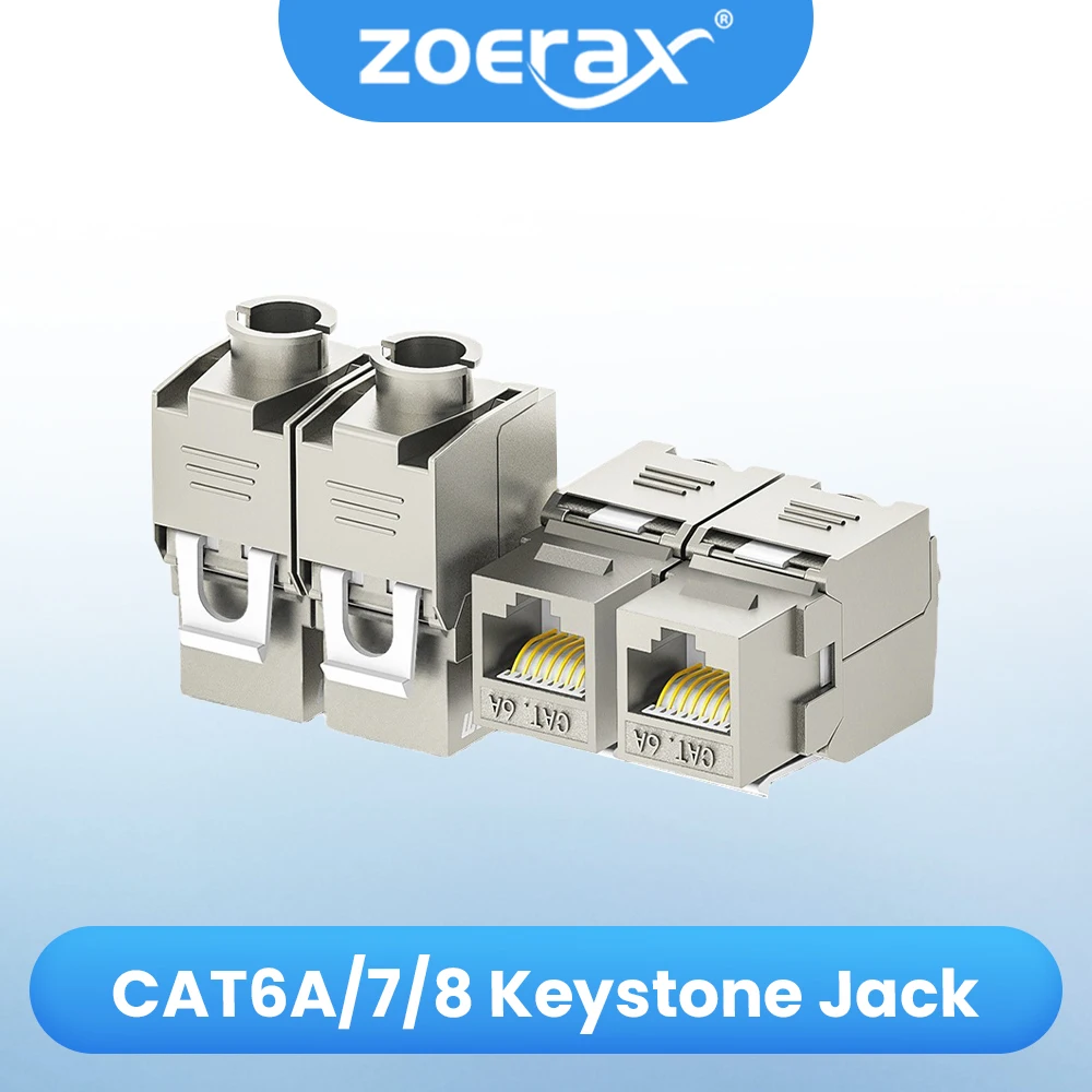 ZoeRax 1pcs RJ45 Shielded cat6A Cat7 Keystone Jack 180 Degree