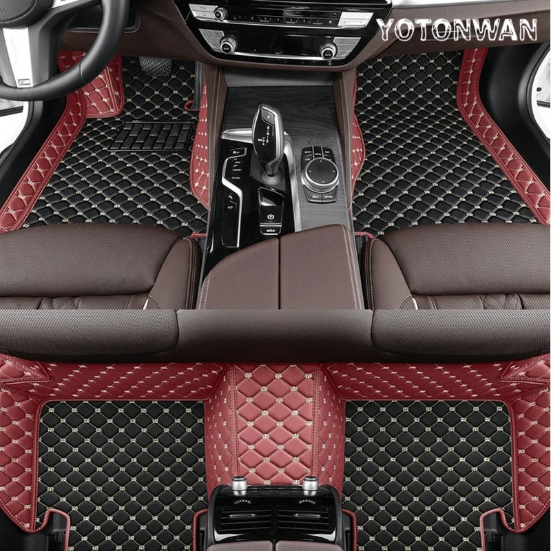 

YOTONWAN Color Stitching Custom Leather Car Mat For Porsche All Models 911 Panamera Cayman Cayenne Auto Accessories Carpet Cover