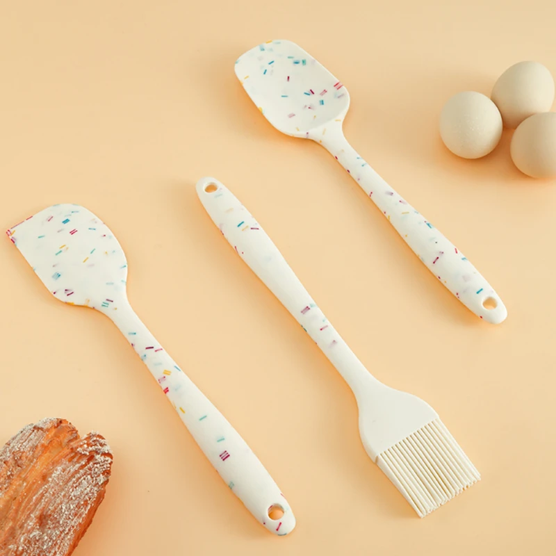 Creative Color Dot Silicone Kitchenware Long Handle Soup Spoon Colander Frying Spatula Egg Beater Household Baking Cooking Tools kitchen utensils