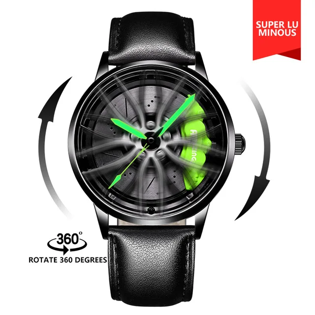 2022 Watch for Men Unique Custom Design Real 3D Car Wheel Watch Fashion Waterproof Sport Watch Men Rim Hub Watch Quartz Watch 