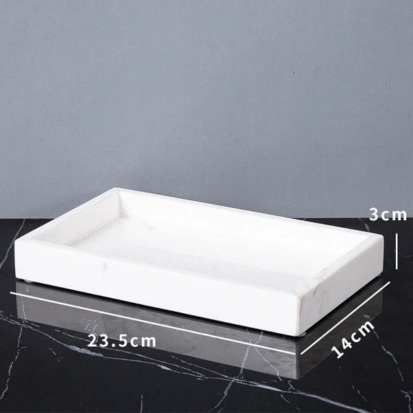 

Luxury Marble Stone Storage Tray Bathroom Accessories Bath Supplies Tray Square Round Countertop Organizers Jewelry Ring Dish