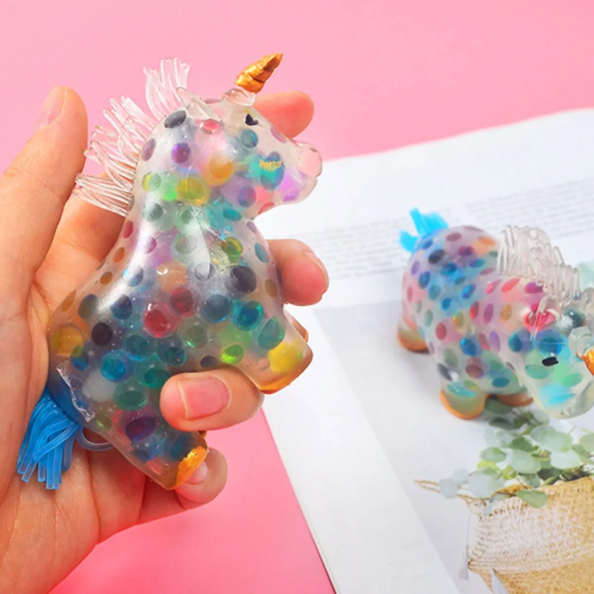 Unicórnio estresse e ansiedade alívio Fidget bola brinquedo, Estresse e ansiedade alívio bola, Gel colorido, Z30