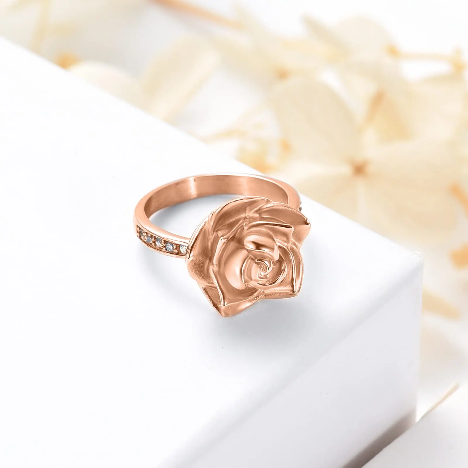 Cremation Urn Ring Stainless Steel Size optional Openable Ashes Holder Rose Flower Shape Romantic For Lover Valentine's Day Gift