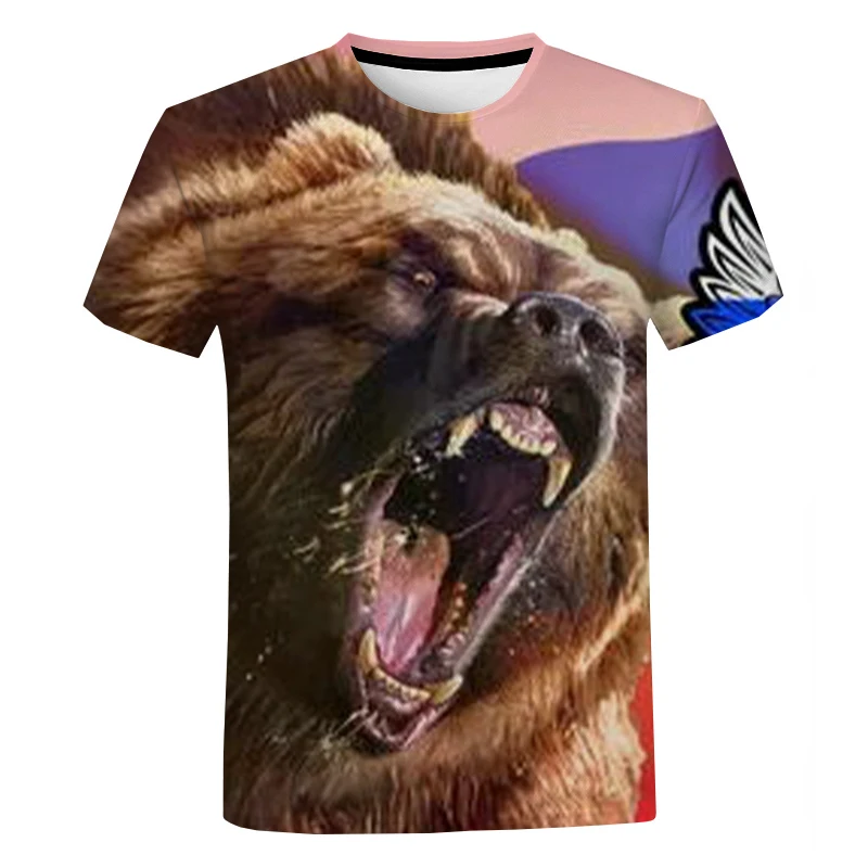 Summer Russian Fitness Bear Men S 3d Printed T Shirt Fashion Loose O Neck Short Sleeve