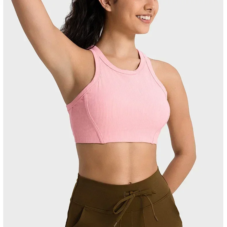 Lemon Women Clothing Top Women Gym Yoga Fitness Sports Bra Crop Top Outdoor Jogging Workout Ribbed Underwear Vest Push-Up Bras