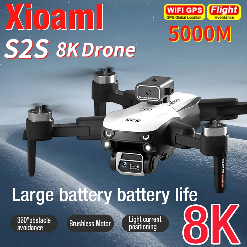 

New S2S Drone 8K HD Dual Camera Brushless Motor Obstacle Avoidance Dron 5G wifi RC Helicopter Foldable Quadcopter Toy For Xiaomi