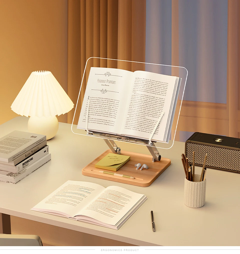 Wooden Reading Transparent Stand