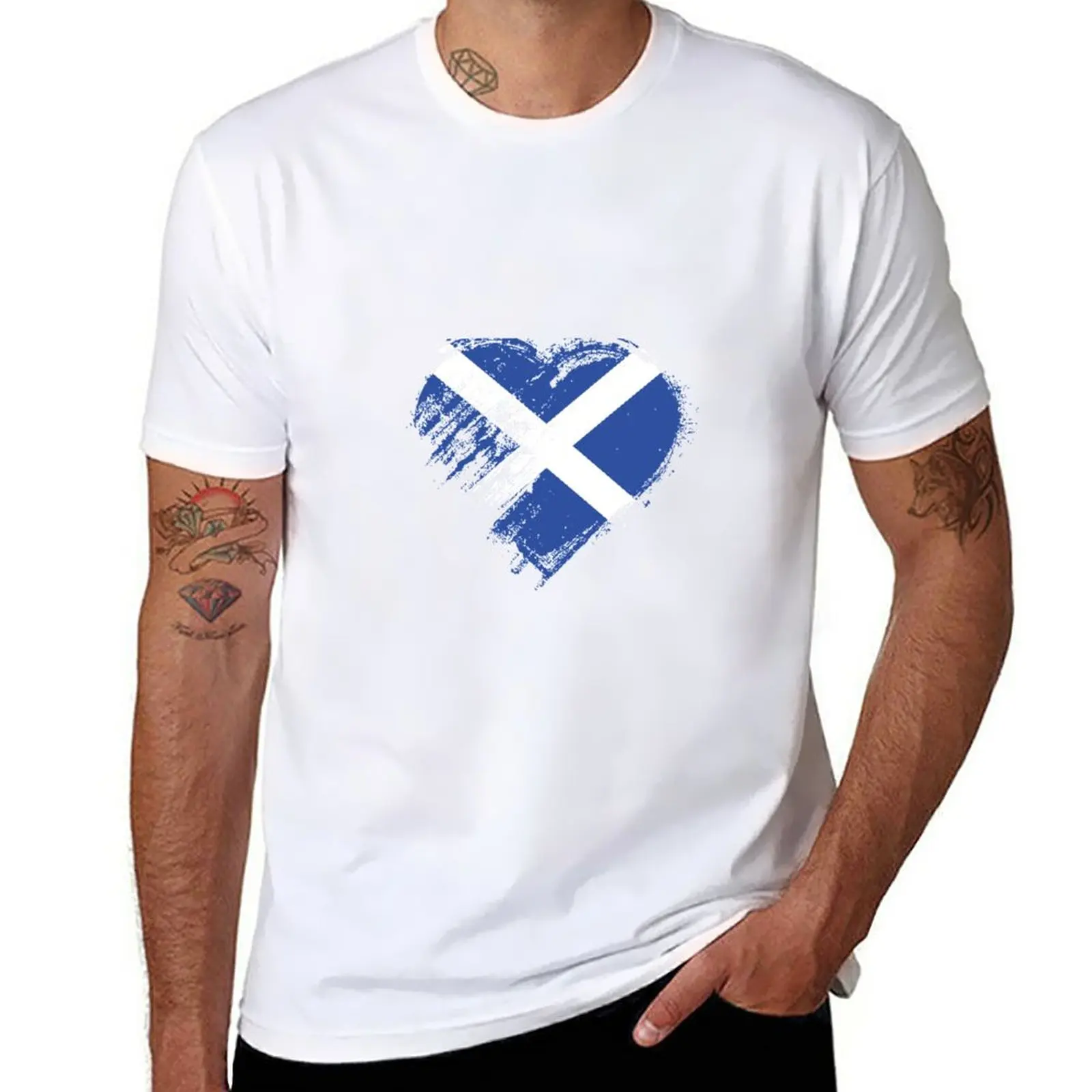 

New Grungy I Love Scotland [Saltire] Heart Flag T-Shirt graphics t shirt tops workout shirts for men
