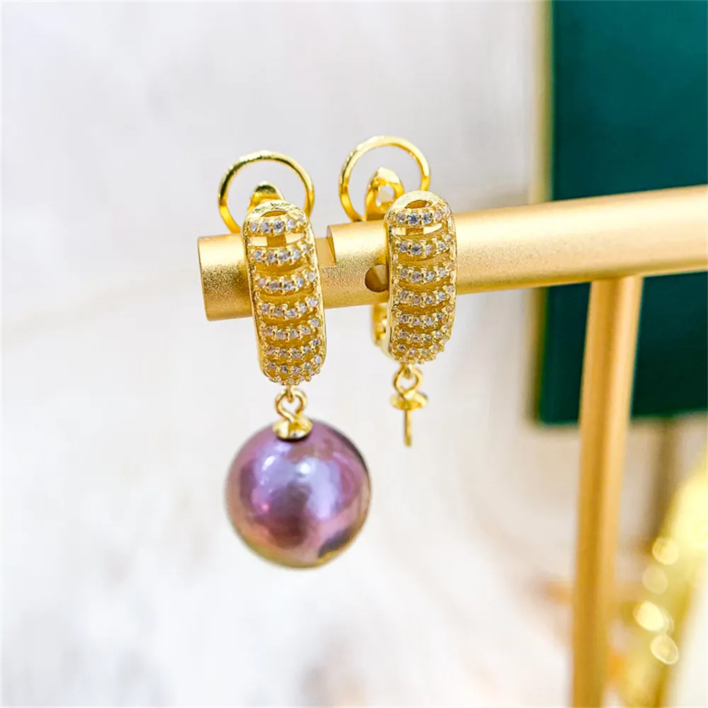 

DIY Pearl Ear Studs Accessories S925 Sterling Silver Jewelry Fashion Ear Buckle Earrings Women's Empty Fit 10-15mm Beads