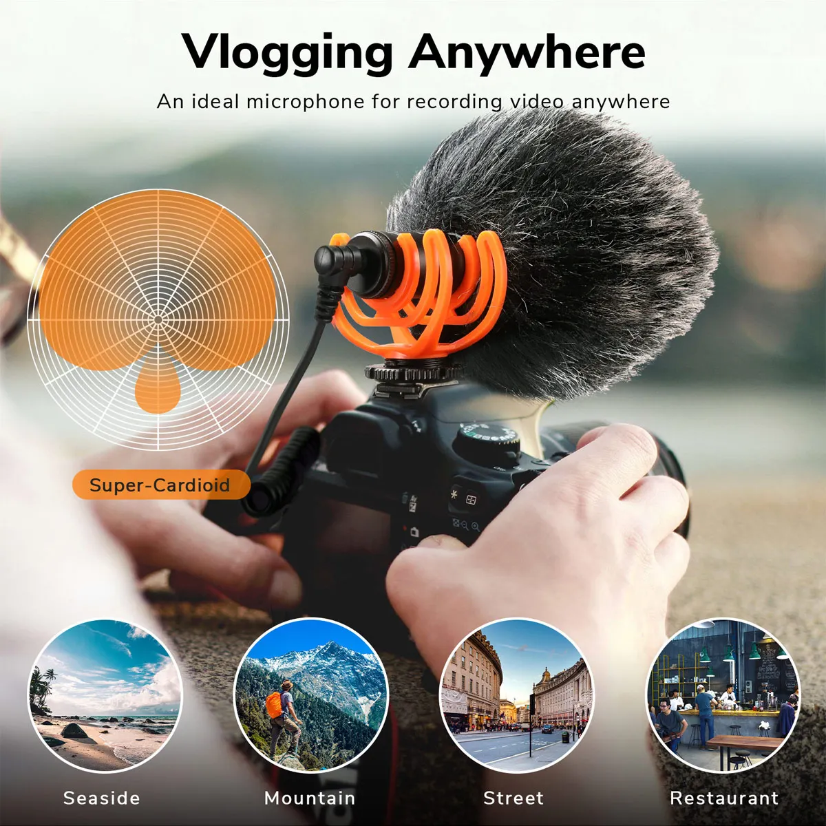 픽셀 카메라 마이크 샷건 마이크 전문 슈퍼 카디오이드 VideoMicro Canon EOS, Nikon DSLR 카메라에 적합