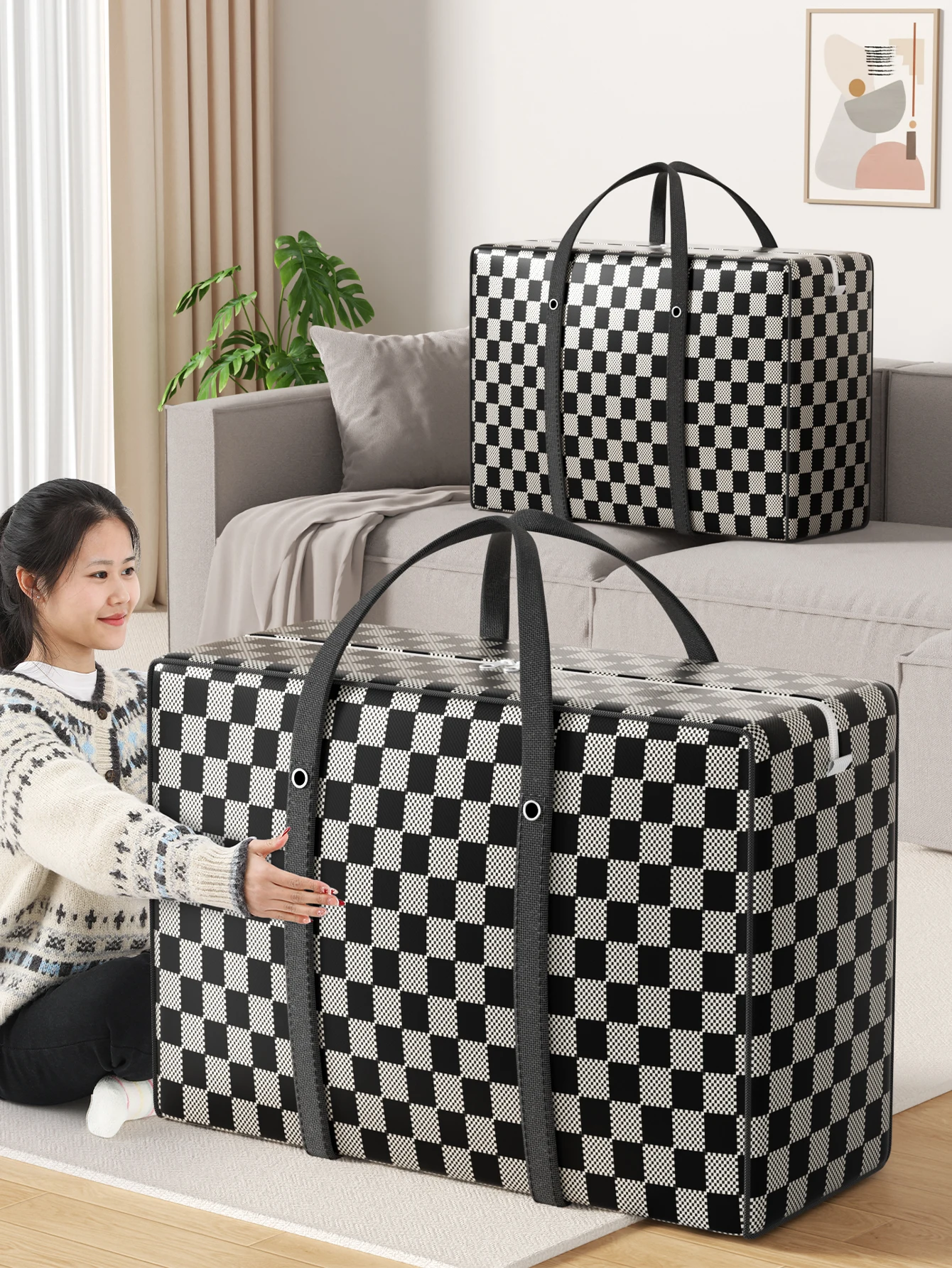 Large capacity clothing quilt storage bag Large waterproof mobile duffel bag Foldable moving doggy bag shopping bag 2
