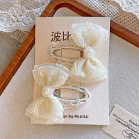 Minimalist Beige Hair Barrettes Korean BB Clip with Lace Pearl Accents Elegant Aesthetic Hair Clips for Women Girls - Image 4