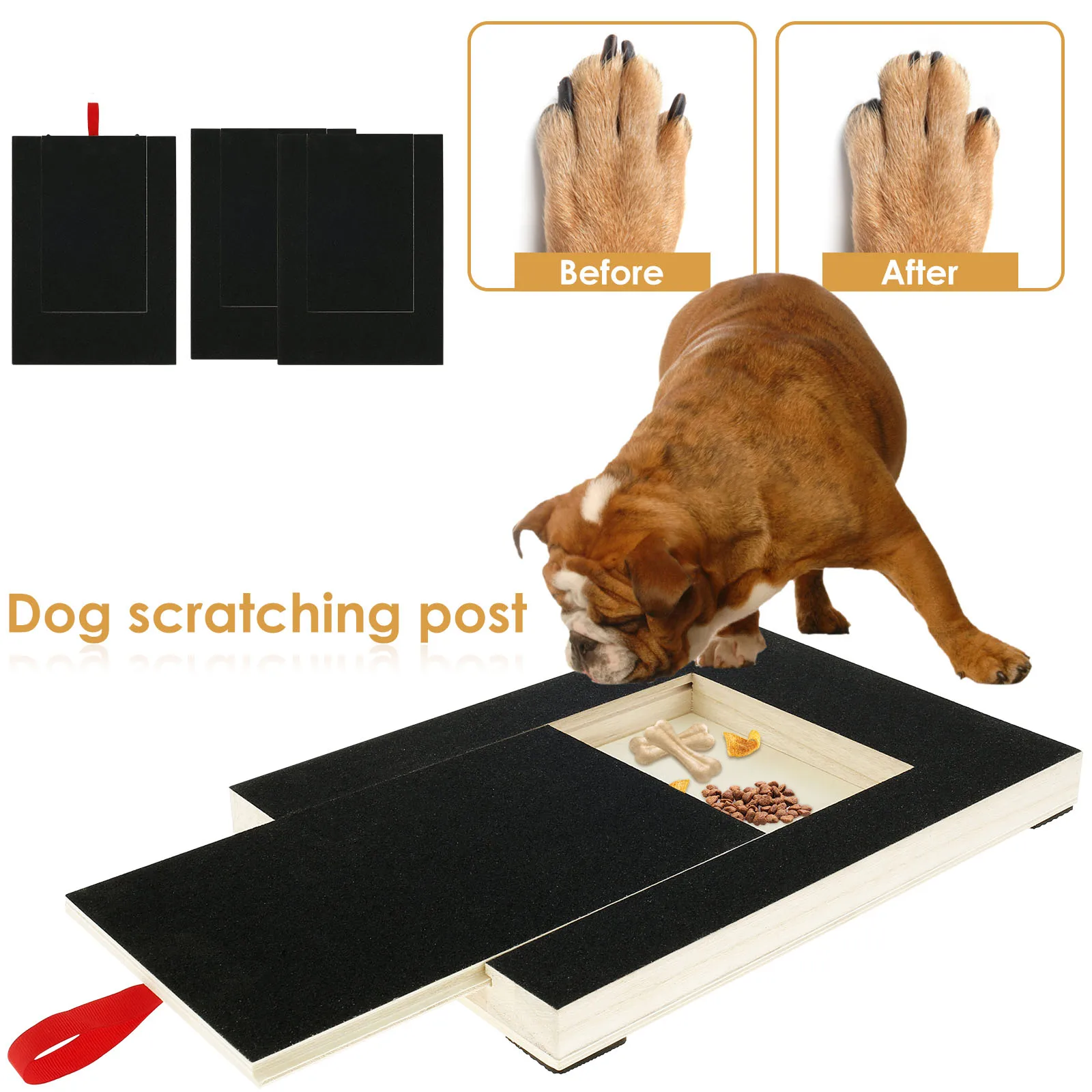 Dog Nail Scratch Board with Built in Treat Box Wooden Puppy Nail 