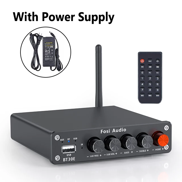 Fosi Audio Bluetooth Power Amplifier U-Disk Player 2.1 Channel BT30E Amplifier Audio Subwoofer For Home Theater 50W x2 