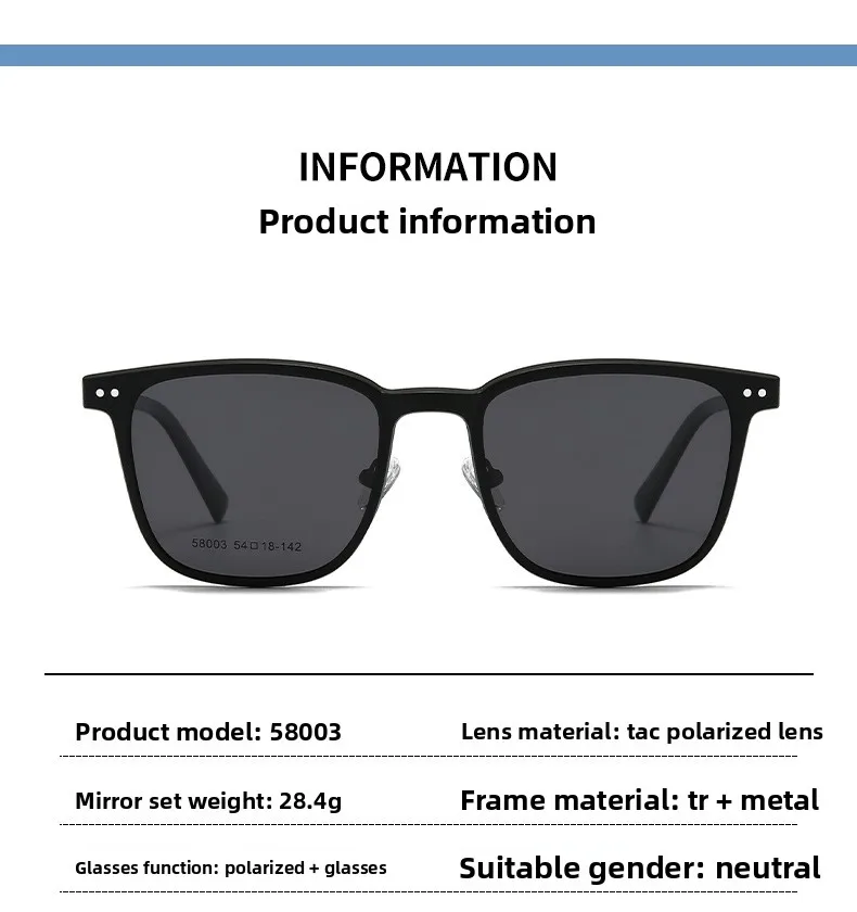 3-in-1-Brille mit Magnetärmeln, hohes Aussehen, vielseitiger Myopie-Brillenrahmen, polarisierte Zwei-in-Eins-Fahrsonnenbrille – Detail 9