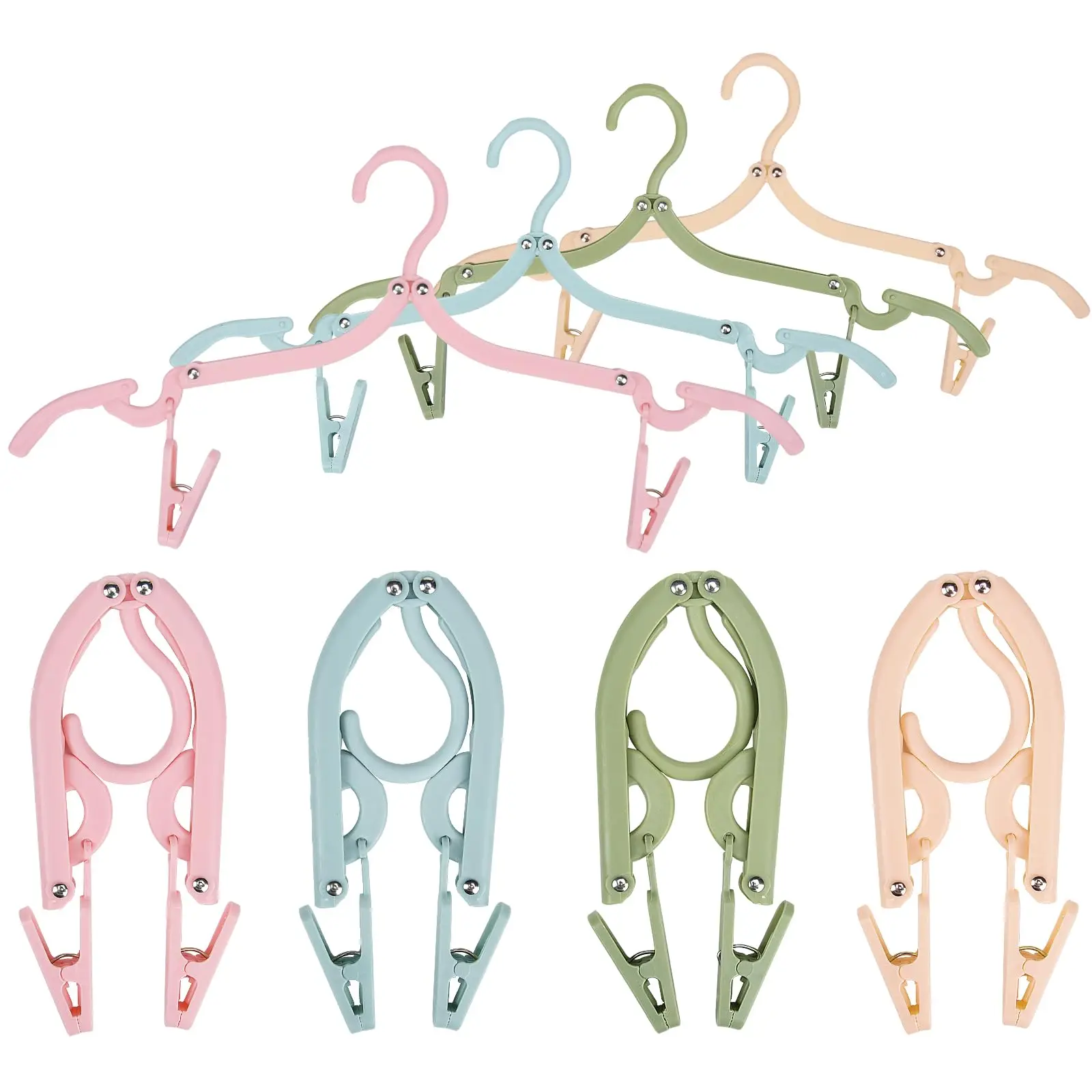 Clothes Rack Folding Hanger Set With Clip for Clothes Drying Travel Telescopic Portable