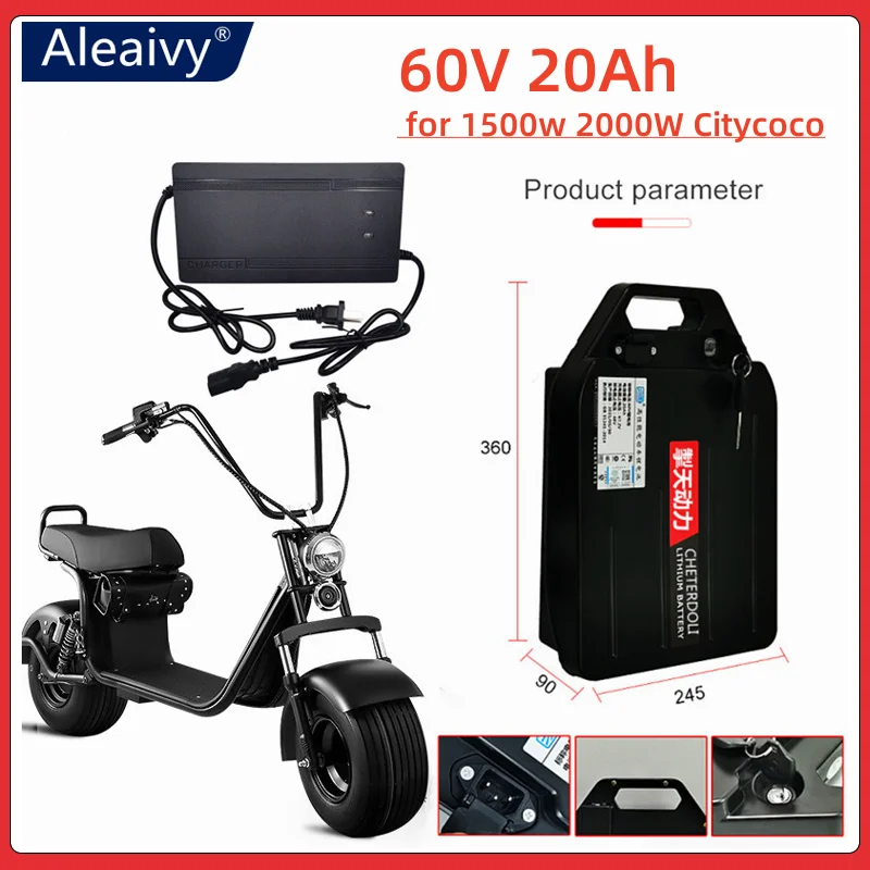 

Electric vehicle lithium battery waterproof 18650 battery 60V 20ah 30ah double wheel folding Citycoco electric scooter