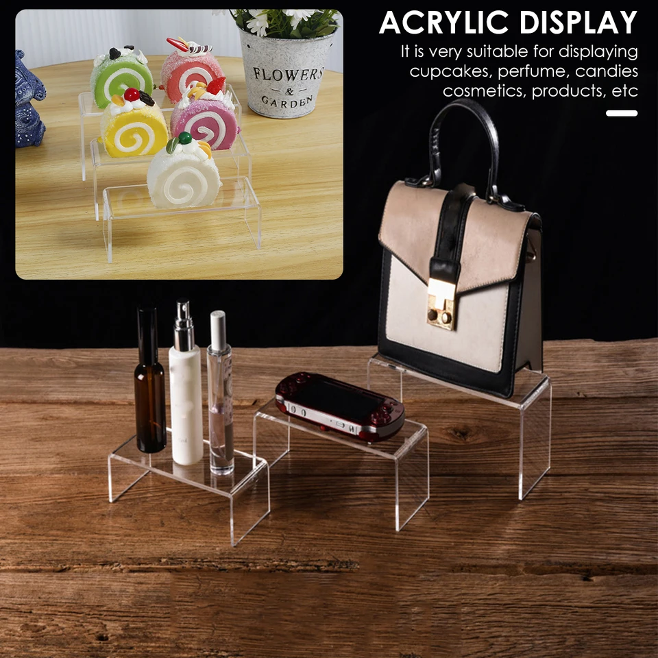 3/6/9Pcs Acrylic Display Stand Multifunctional Transparently Mini Model Storage Rack for Perfume Doll Jewelry Decor Organzier