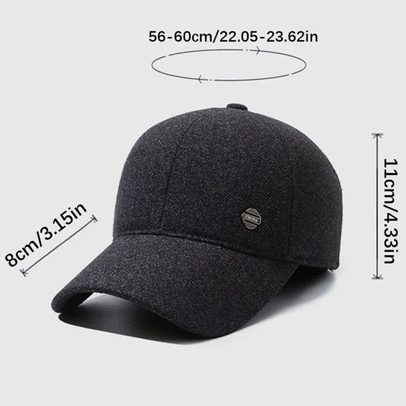 Autumn Winter Men Warm Baseball Cap Fleecing Thickening With Ear Muffs Hat Outdoor Winterproof Cotton Hat Gorras Casquette Bone 6