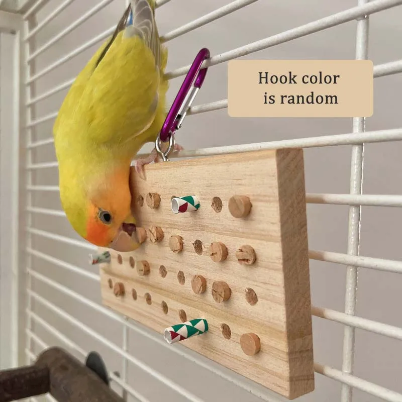 Parrot Bird Toys Hanging Solid Wood Keyboard Training Puzzle Stress Relief Gnawing Teething Birdcage Accessories