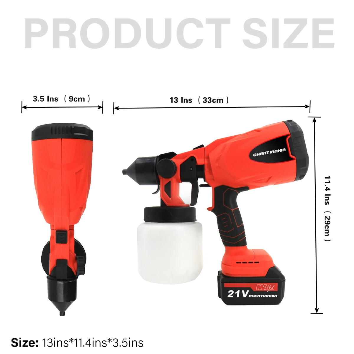 21V HVLP Cordless Paint Sprayer, Paint Spray Gun with Milwaukee/Dewalt Battery, 800ml Electric Paint Gun for Wood Car Fence