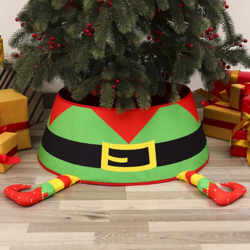 

Merry Christmas Tree Decor Collar Green Tree Skirts Surround Base Christmas Decoration for Xmas Ornaments Round Santa Tree Ring