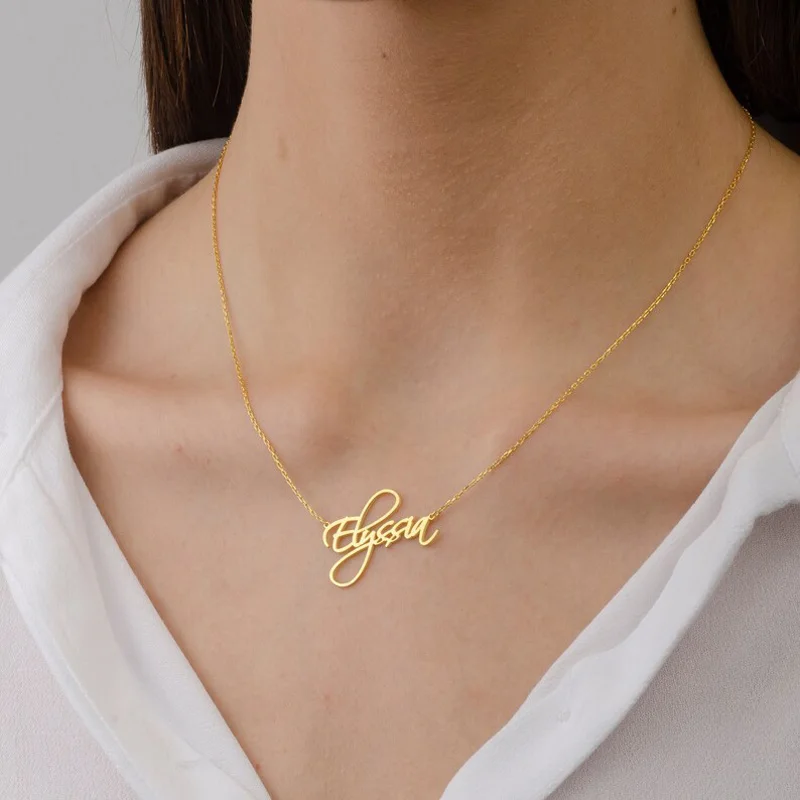 JewelryWe Collana Personalizzata Con Nome In Acciaio Inossidabile - Incidi Qualsiasi Nome Per Donna/Uomo, Gioiello Unico E Regalo Speciale Con Sacchetto In Velluto