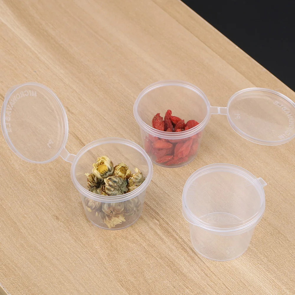 100Pcs/300Pcs Chutney Chili Sauce Cups Plastic Clear Food Small Sauce Container Box With Lids Disposable Pot