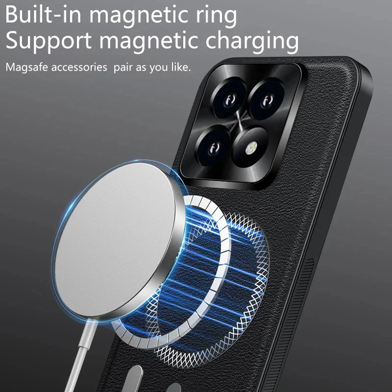 Vintage Leather Wireless Charging Magnetic Ring Case Cover