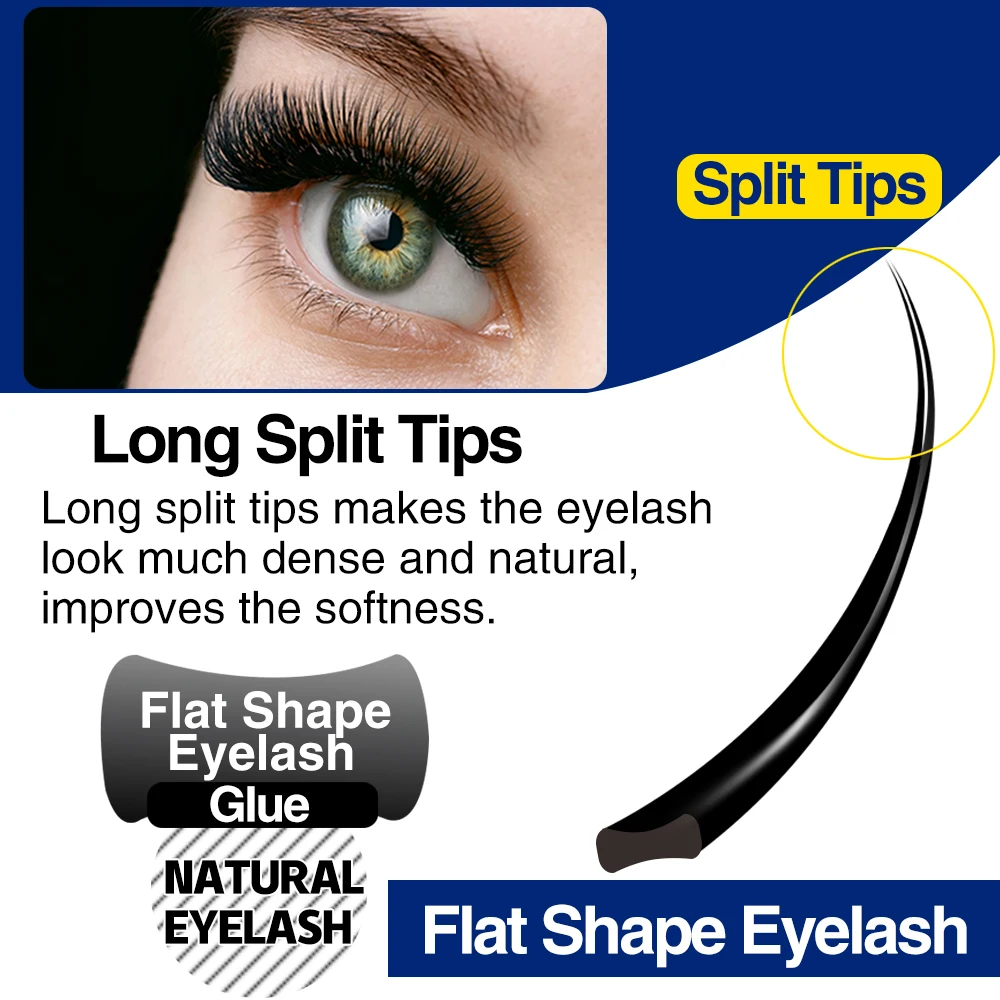 10 cases Lashonly Softer Ellipse Flat Lashes Extension Cashmere Mink Split Tips Matte False Eyelash Extensions Supplies Volume 3